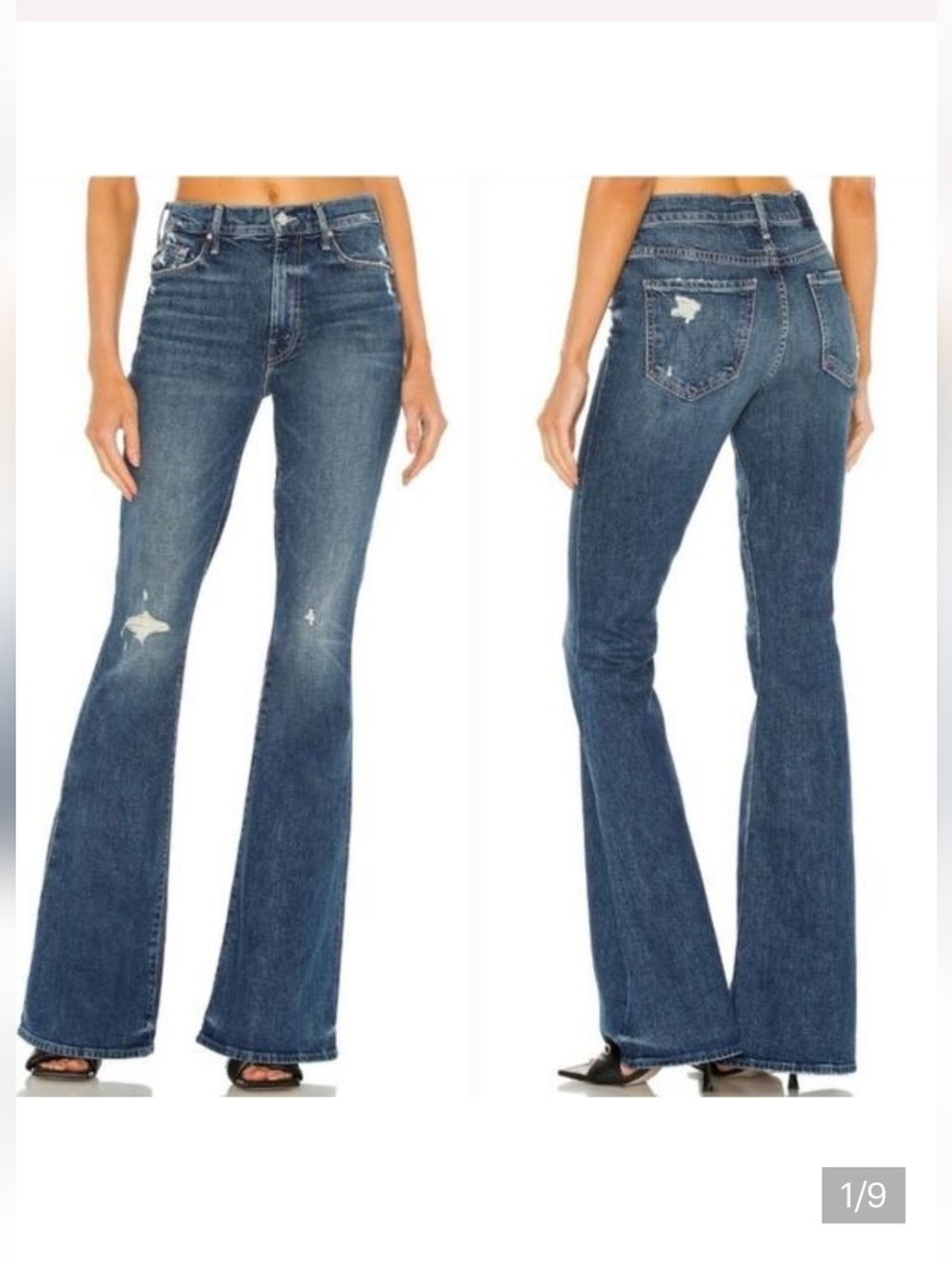 Mother Superior Jeans Women's 27 The Super Cruiser Born To Bite Flare Distressed